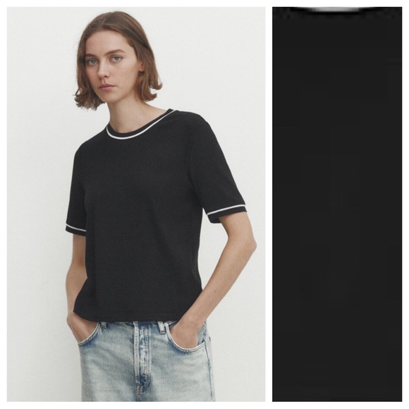 Massimo Dutti Tops - NWT. Massimo Dutti Black Viscose Blend Knit T-Shirt. Size S.